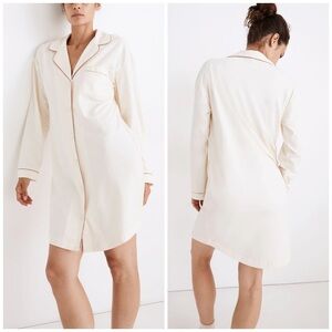 Madewell Women's Knit Bedtime Pajama Dress S Button Front Long Sleeve Sleepwear